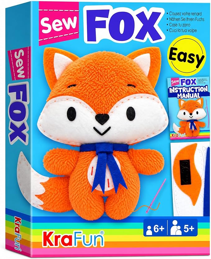 KRAFUN Fox Sewing Kit for Kids Ages 8-12 by FunCreativeArtsCraftKits