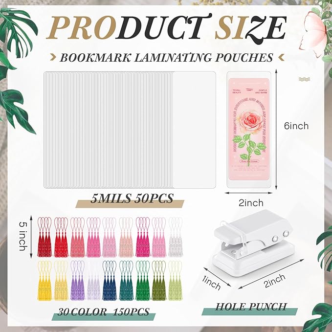 Fuyoooo 101 Pcs DIY Bookmark Making Kit Bookmark Laminating Pouches 5 Mil Hot - Image 2