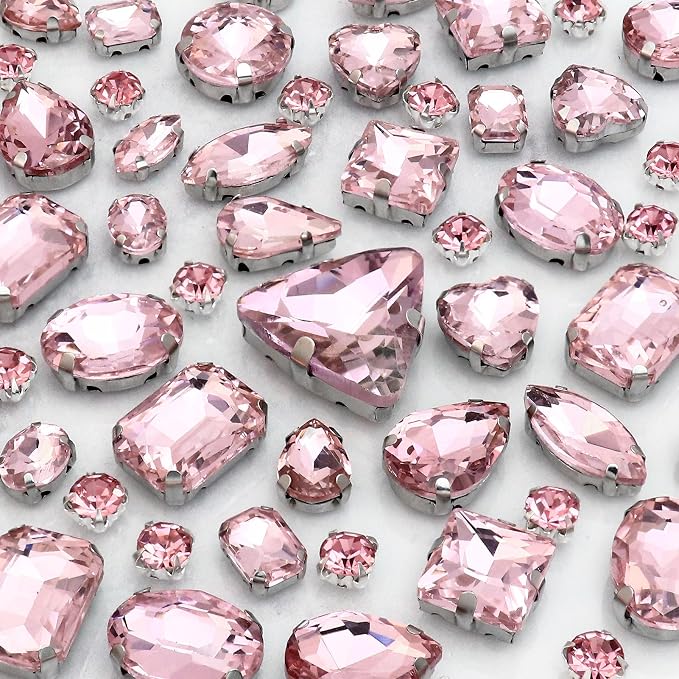 Dowarm Sew on Rhinestones 104 PCS Mixed Shapes Glass Sew on Crystals by Dowarm