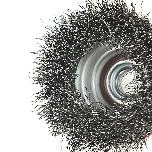 10PCS 3 Inch Carbon Steel Crimped Wire Wheel Cup Brush Set for Grinders, Coarse Crimped with 5/8-Inch-11 Threaded Arbor, Max RPM 12,500, Light-Duty Conditioning for Metal, Rust Removal, Abrasives