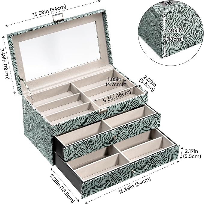 ProCase 3-layer Sunglasses Storage Organizer, 18 Slots Leather Sunglass Box - Image 5