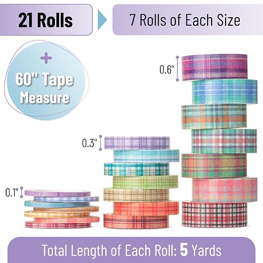 Mr. Pen- Washi Tape Set, 21 Rolls, 5 Yards/Roll | Washi Tape - Image 2