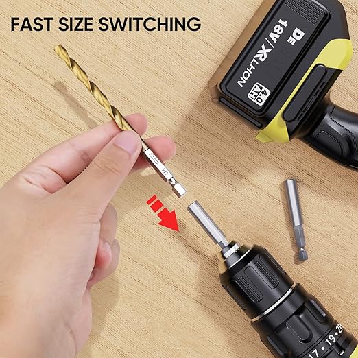 TICONN 30 PCS Titanium Coated Drill Bit Set with Hex Shank, 135 Degree Tip High Speed Steel Drill Bits Kit with Storage Case for Steel, Aluminum, Copper, Soft Alloy Steel Size from 1/16" to 1/2"