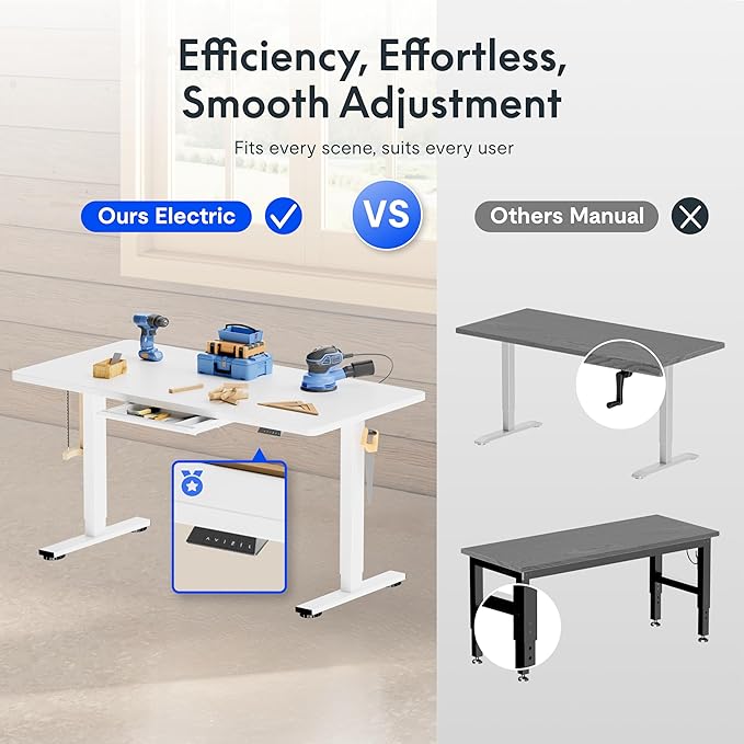 FLEXISPOT Electric Adjustable Workbench, 55x28 Inches Ergonomic Worktable - Image 2