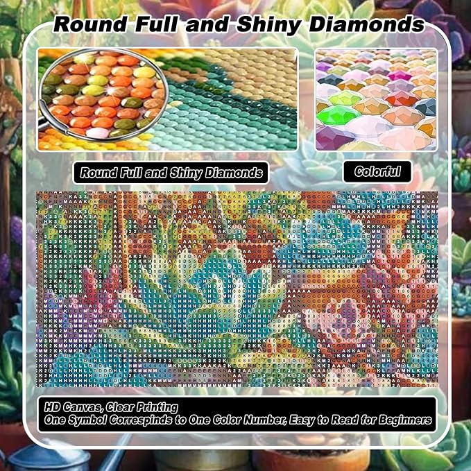 VeGuude Diamond Art Kits for Adults, Succulent Plants Diamond Paintings Kits - Image 4