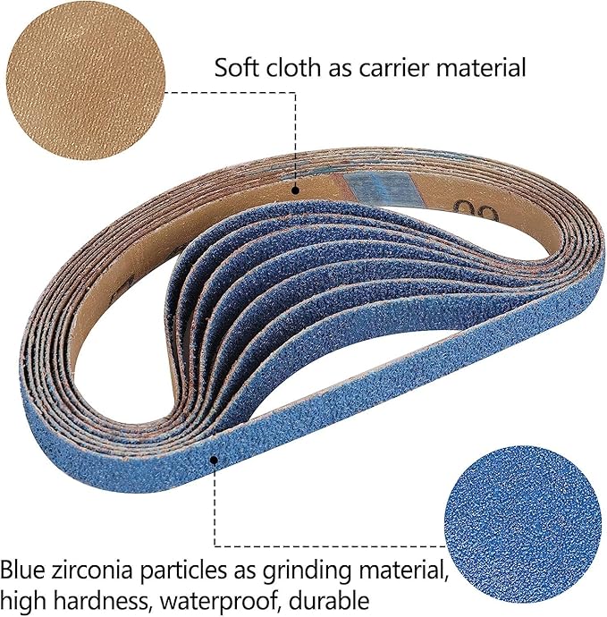 1/2 x 18 Inch Sanding Belts 120 Grit, 32PCS 1/2" x 18" Zirconia Sanding Belts for Belt Sander, 1/2 by 18 Inch Sanding Belts for Air Belt Sanders, Wood Working, Metal Polishing, Derusting, 32-Pack