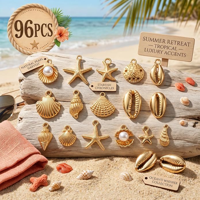 MAYNOS Gold Seashell Charms for Jewelry Making - Image 2