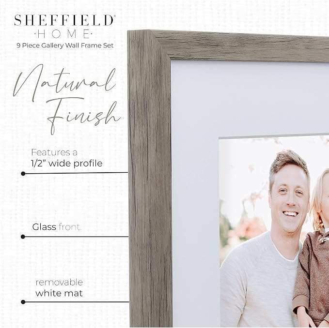 Sheffield Home 9 Piece Gallery Wall Frame Set, 12x12 Inch - Image 4