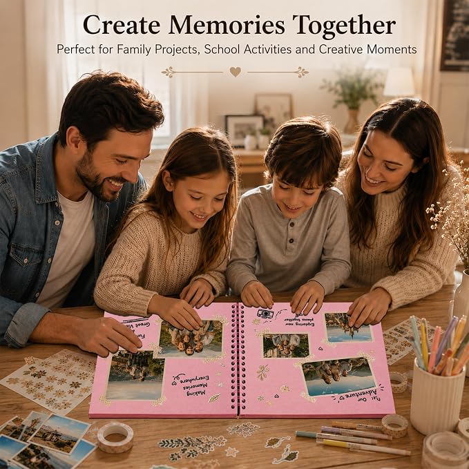 DIY Scrapbook Album 10x10 Inch 40 Pages, Hardcover Kraft Paper | Photo Book - Image 4