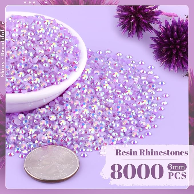 8000PCS 3mm Resin Jelly Rhinestones in Bulk, Bedazzling Flatback Crystals - Image 2