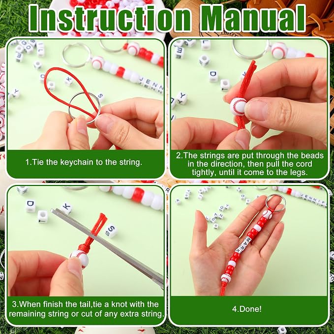 Landical 564 Pcs Baseball Keychain Making Kit DIY Baseball Bead Key Chain Craft - Image 3