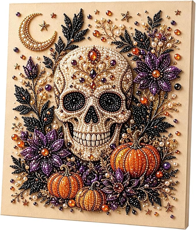 POETRYDRAW Halloween Decor Sugar Skull Pearl Art Kit by POETRYDRAW