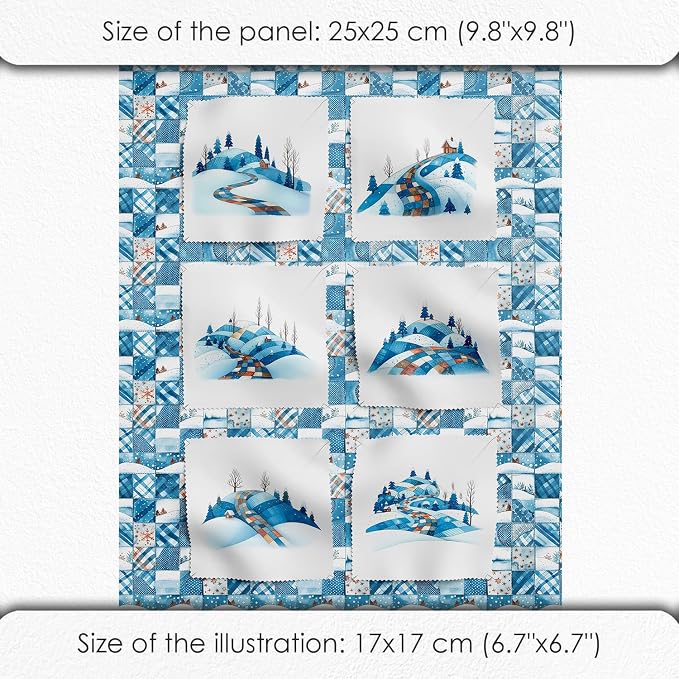Winter Patchwork Landscape Cotton Fabric Panel – 6 Designs + Bonus Patchwork - Image 6