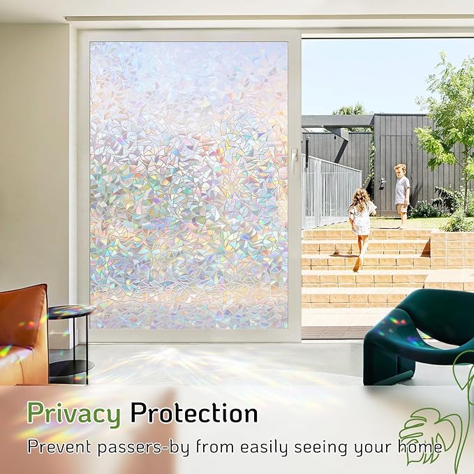 LUTE Rainbow Window Privacy Film, Stained Glass Cling, 23.6" x 157.4" | 3D - Image 4