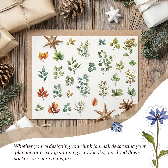 450 Pcs Flower Stickers for Scrapbook Supplies, Dried Pressed Flowers Scrapbook - Image 7