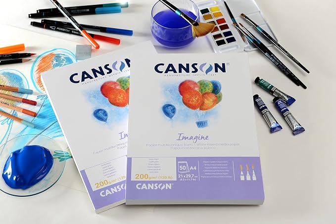 Canson Imagine Mixed Media 200gsm Paper, Natural White, A1 pad Including 25 - Image 2