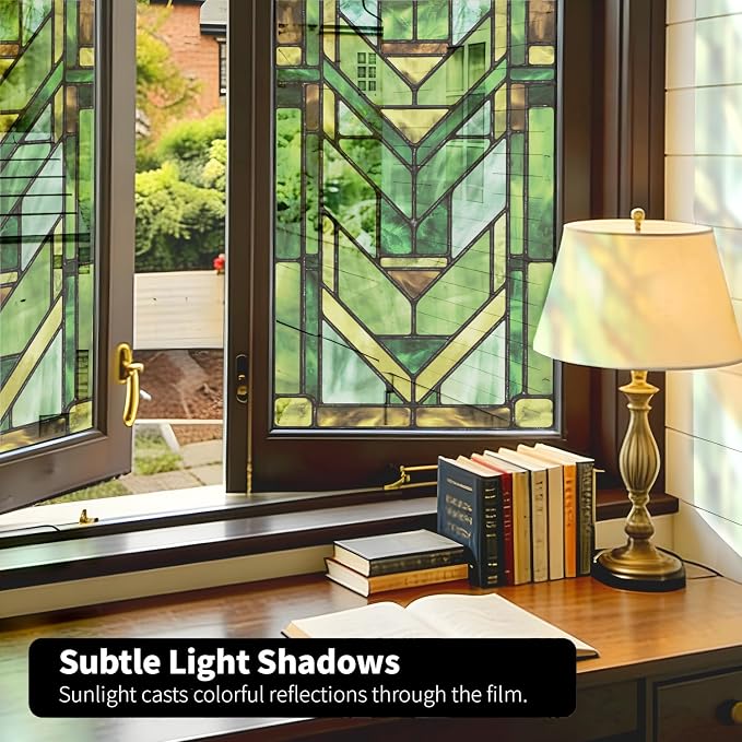 Faux Stained Glass Effect Transparent Window Film, Original Hand Drawn Static - Image 4