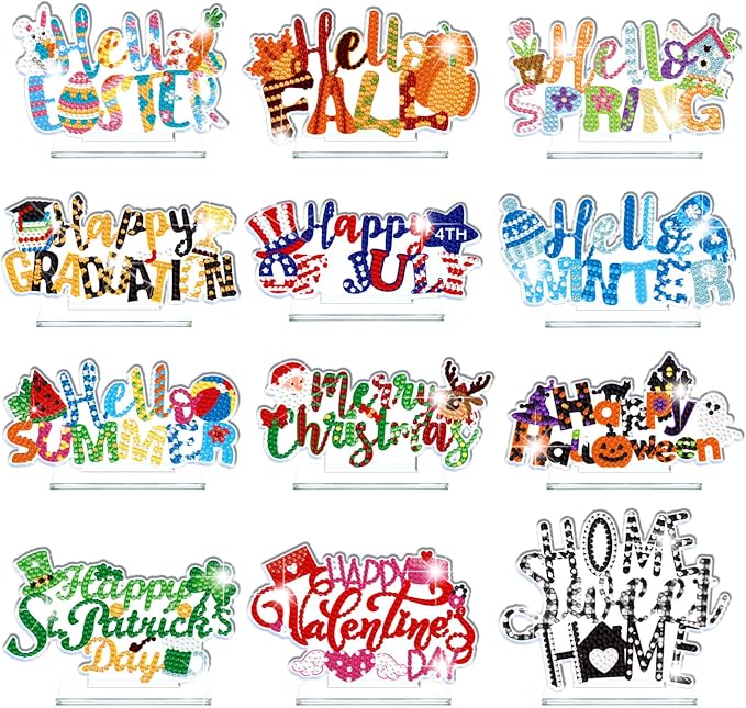YooNotee 12 Sets Interchangeable Seasonal Diamond Art Tabletop Decorations by Unknown