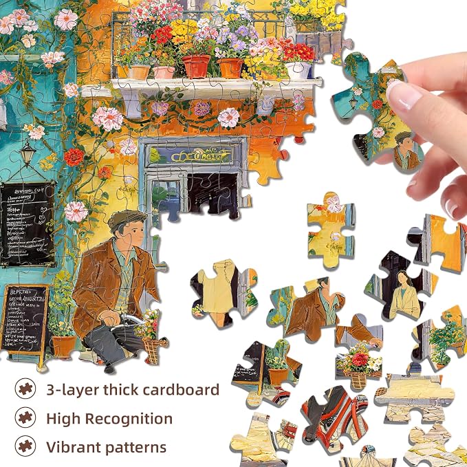 Romantic Cafe Puzzles for Adults 1000 Pieces, Impossible Hard Difficult - Image 3