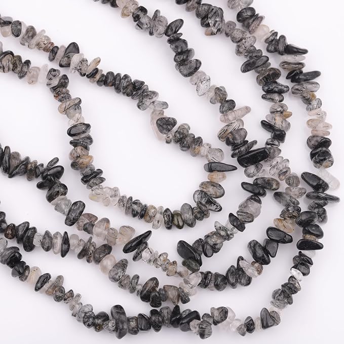 200 Pcs Black Rutilated Quartz Chip Beads - Image 7
