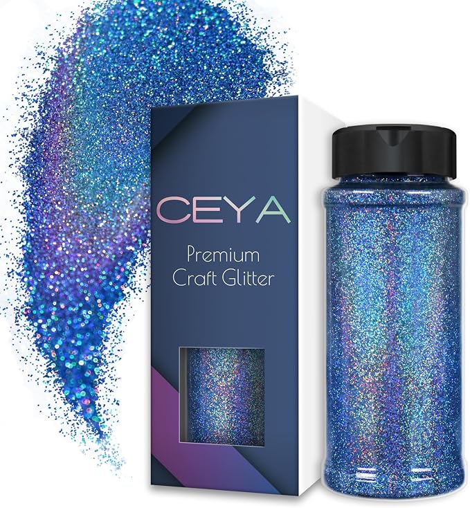 Ceya 3.8oz/ 110g Holographic Ultra Fine Glitter Powder Laser Blue Glitter by CEYA