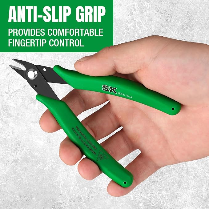 SK 2-Piece Precision Flush Cutters Pliers Set, 5-Inch Mini Wire Cutters & - Image 6