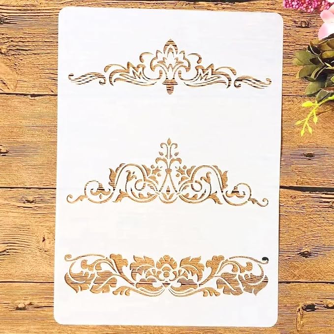 TIAMECH A4 Reusable Border Edge Flower Stencil by TIAMECH
