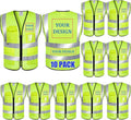 BeautyWill Custom Logo 10/20 Pack Safety Vest Class2 High Visibility Vest with Pockets Breathable Construction Vest Bulk
