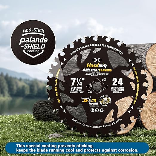 7 1/4 Inch Framing Circular Saw Blade-1Pack, 24T ATB Carbide Teeth, Lightweight for Cordless Saws. Super Thin Kerf for Cutting Wood, Plywood, MDF, OSB, Hardwood, Softwood & More.