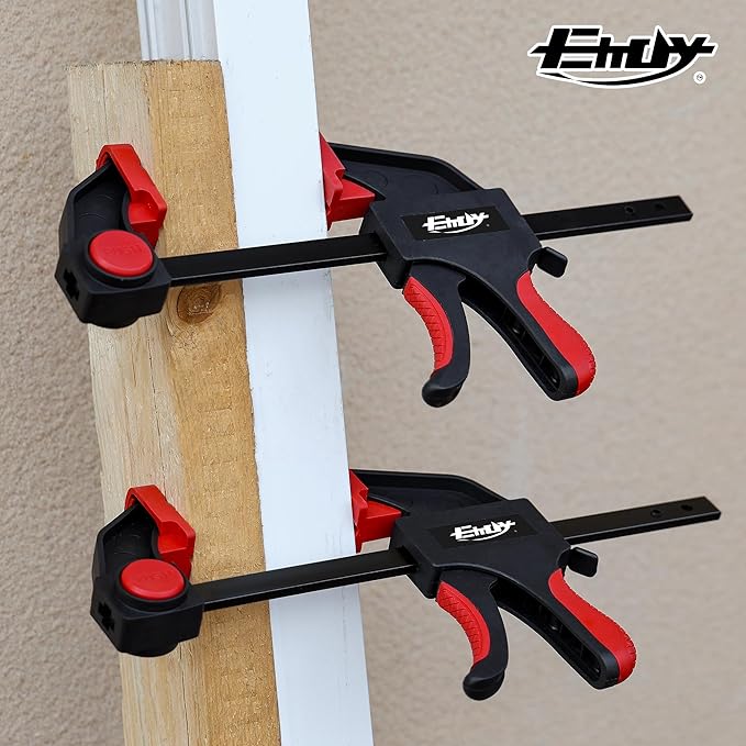 6" Bar Clamps for Woodworking, 4-Piece One-Handed Clamp/Spreader, Light-Duty Quick-Change F Clamp with 170 lbs Load Limit
