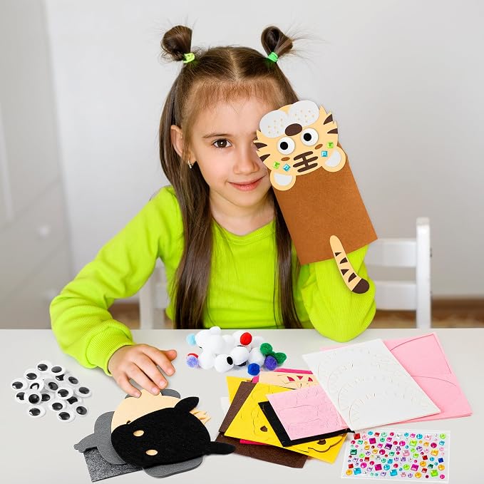 WATINC 6Pcs Hand Puppet Making Kit, Art Craft Felt Sock Puppet Toys, Creative - Image 6