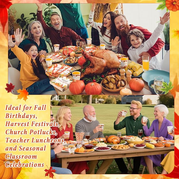 450 Pcs Happy Friendsgiving Tableware Set Decorations, Fall Thanksgiving - Image 5