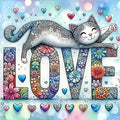 CHWGLFGG 5D Diamond Art Kits for Adults Beginners, Love Cat Diamond Painting by CHWGLFGG