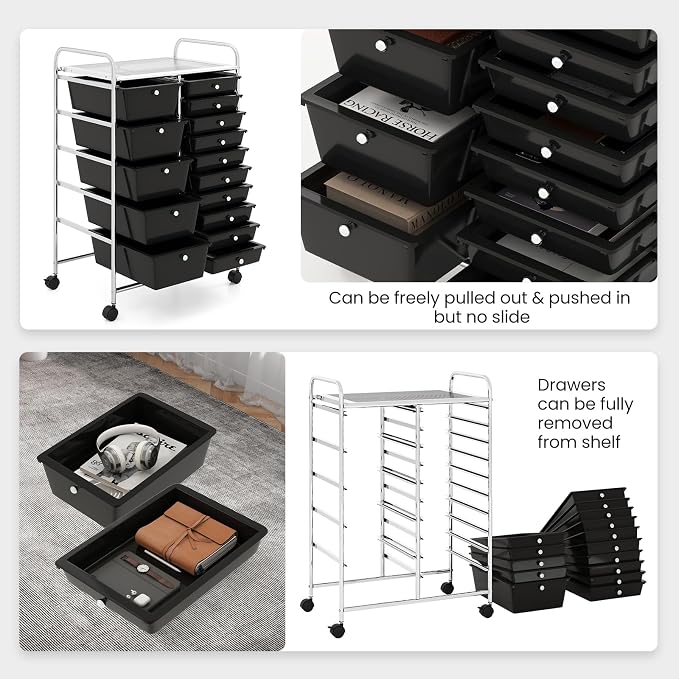 BECOMFORT 15-Drawer Rolling Cart - Image 5