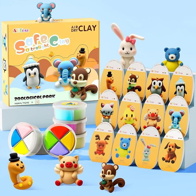 ARTPAR Air Dry Clay, 12 Animals Modeling Magic Clay Kit, Kids Crafts Gifts | by ARTPARWelcomesYou