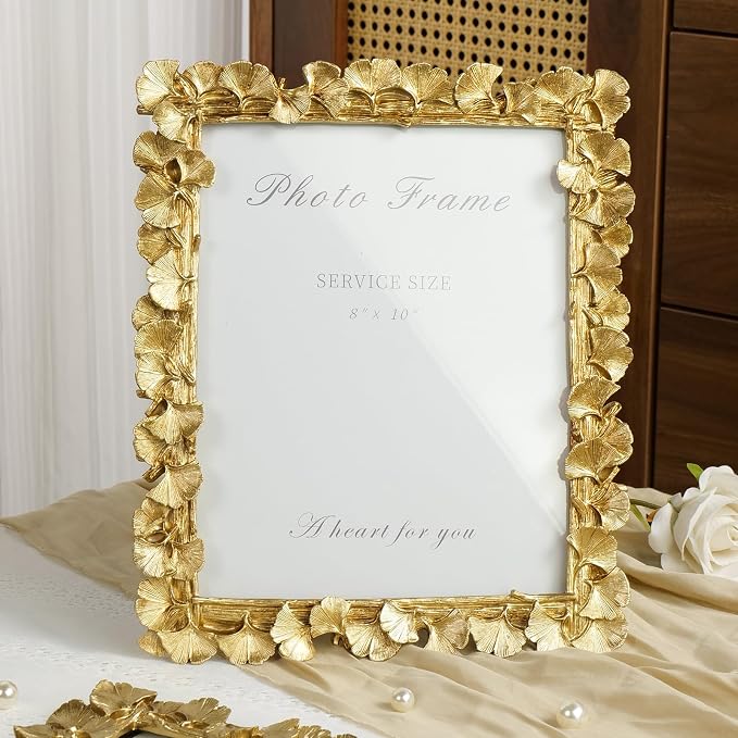 8x10 Picture Frame Gold Picture Frames, Vintage Ornate Frame Leaf Textured - Image 2