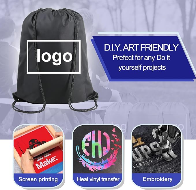 BeeGreen Black Purple Drawstring Backpack Bags Bulk 2 Pack X-Large 22.4" L x - Image 4