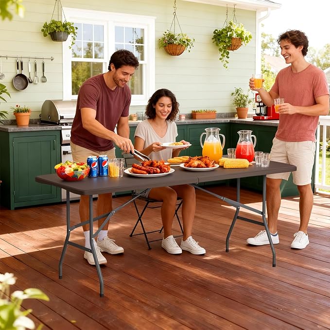 FDW 6 FT Folding Table, Portable Plastic Table - Image 2