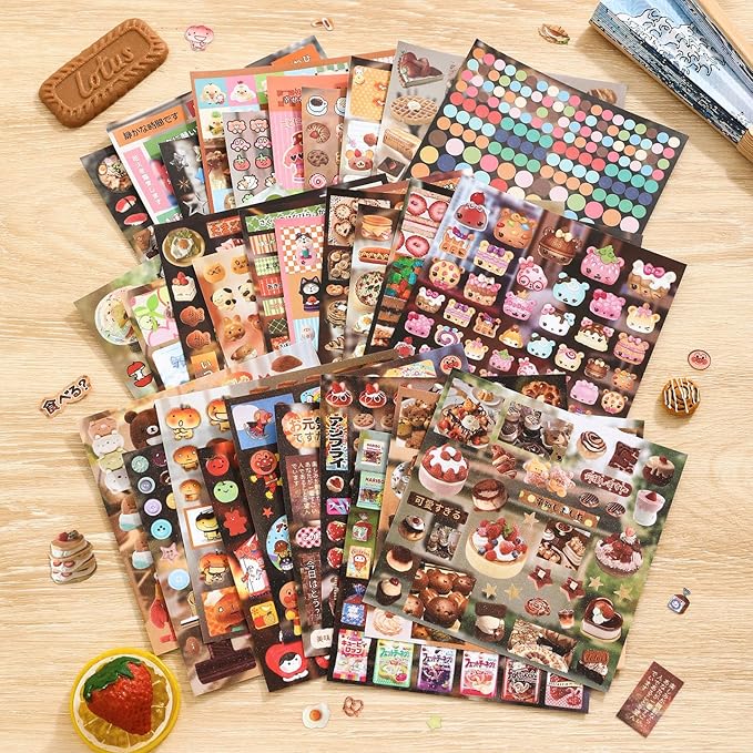 Girl's Japanese Retro Sticker Book, 1000+ Cute Comics Style Food Stickers - Image 2