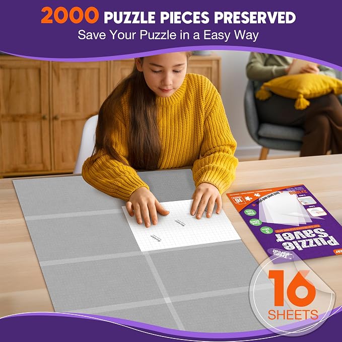 Nariolar Ultra-Adhesion Transparent Puzzle Glue Sheets, 16 Puzzle Saver Sheets - Image 3
