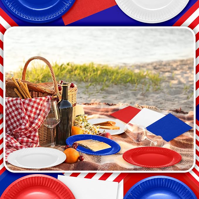 Zhehao 120 Pcs Disposable Paper Plates and Napkins Bulk Birthday Party - Image 6