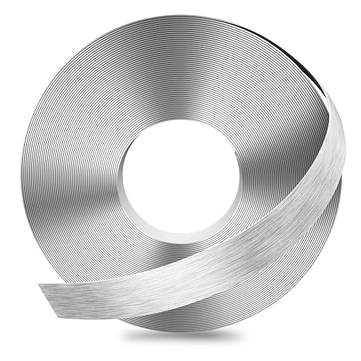 GSCIT Club Silver Edge Banding, 1 Inch x 50ft Aluminum Brushed Edge Banding PVC Edge Trim for Cabinet Repair Furniture