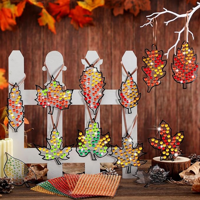 WinnerWhy 36 Sets Maple Diamond Painting Ornaments DIY Gem Window Art Sun - Image 5