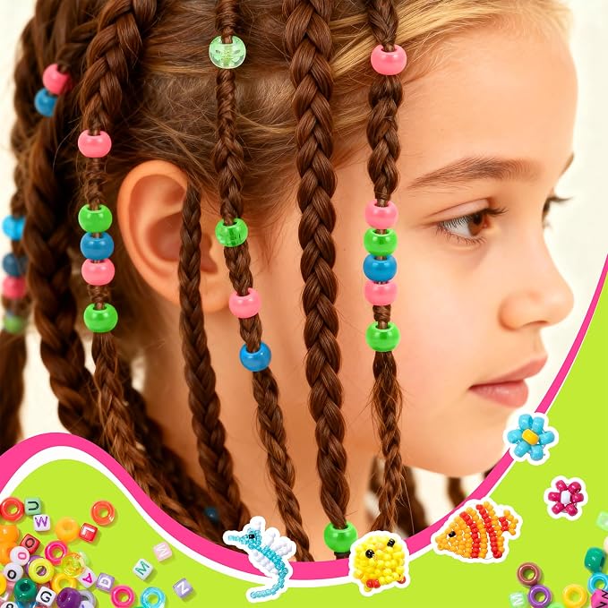 Simetufy 3600Pcs Pony Beads 24 Colors 6x9mm Kandi Beads - Image 10