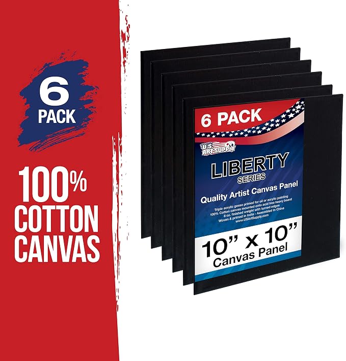 U.S. Art Supply 10 X 10 Inch Black Art Canvas Board Panels 6 Pack - Image 2