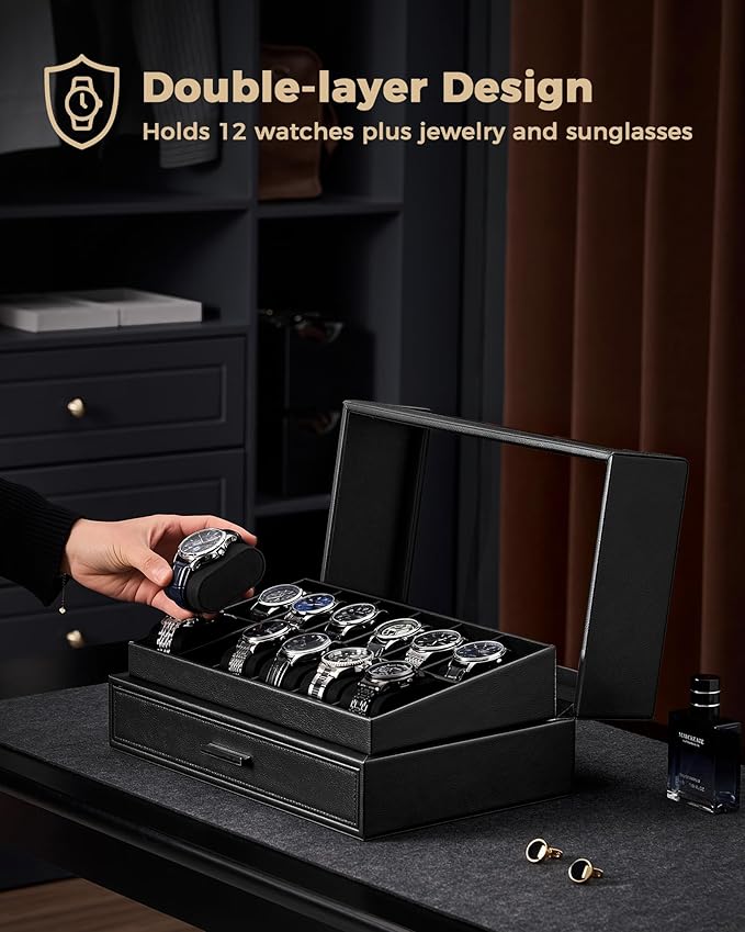 ProCase Watch Box for Men, 12 Slots Watch Display Holder - Image 3