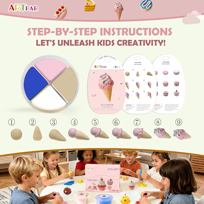 ARTPAR Air Dry Clay Kit, 12 Desserts Modeling Magic Clay - Image 3