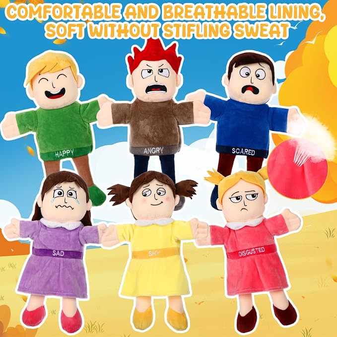Lenwen 6 Pcs Feelings Hand Puppets - Image 5