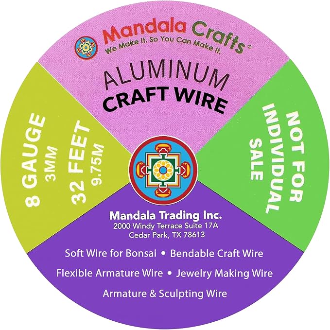 Mandala Crafts 8 GA Blue Pink Brown Assorted Anodized Aluminum Craft Wire | 120 - Image 3