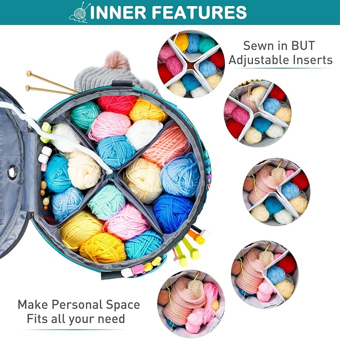 MYBAGZING Expandable Yarn Storage Organizer, Crochet Bag & Yarn Tote - Image 3